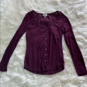 Scoop neck purple sweater blouse